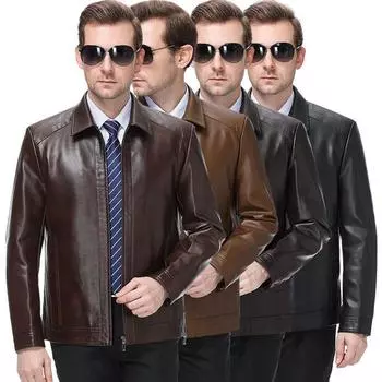 Куртки из натуральной кожи для мужчин среднего и пожилого возраста, зимние вельветовые утолщенные куртки из овчины 170