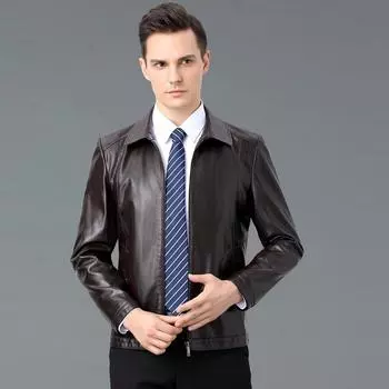 Куртки из натуральной кожи для мужчин среднего и пожилого возраста на осень и зиму, а также куртки из бархата и утолщенной овчины для пап, куртки для людей среднего возраста 170