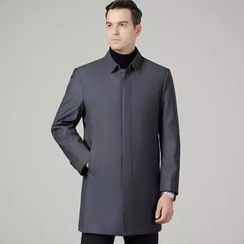 Куртка-пуховик средней длины для мужчин среднего и пожилого возраста, зимняя, для папы, деловая, повседневная, со съемной подкладкой, ветровка, куртка-лидер 170