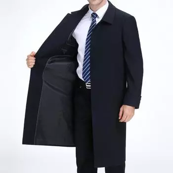 Мужская шерстяная длинная ветровка для мужчин среднего и пожилого возраста, деловая повседневная, толстое пальто, осень и зима, новое шерстяное пальто для папы 170