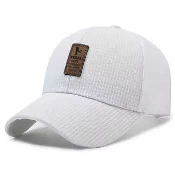 Middle-Aged and Elderly Men Summer Outdoor Sun Protection Baseball Cap Casual Sports Cap Dad Breathable Mesh Sun-Poof Peaked Cap White
