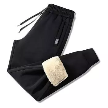 Middle-aged and Elderly Plus Velvet Thickened Sweatpants for Men s Winter Cotton Pants Lamb Velvet Sports Pants for Men s Large Size Warm Casual Pants L