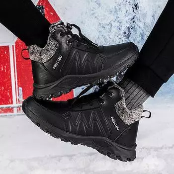 Middle-aged and elderly snow boots winter new cotton shoes non-slip soft-soled father shoes velvet warm walking shoes elderly shoes 35