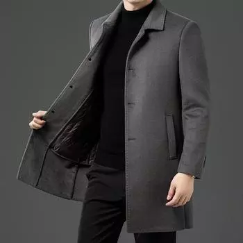 Зимние шерстяные пальто с длинными и средними лацканами для мужчин среднего и пожилого возраста, новые деловые повседневные мужские куртки для отцов M