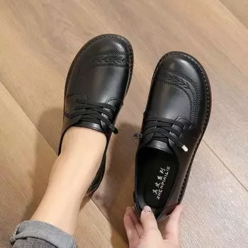 Весенние и осенние туфли из натуральной кожи для женщин среднего и пожилого возраста. Удобные туфли на плоской подошве с мягкой нескользящей подошвой для мам. 35