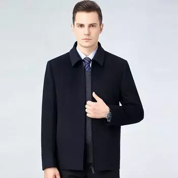 Middle-aged dad s cashmere double-sided woolen coat autumn and winter woolen woolen down liner jacket 170