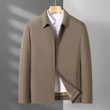 Middle-aged Dad Spring and Autumn Thin Jacket Zipper Lapel Casual Jacket 175 темно-синий