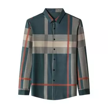 Middle-aged Men s Business Casual Long-sleeved Plaid Shirt Spring New Simple Fashion Men s Thin Shirt M