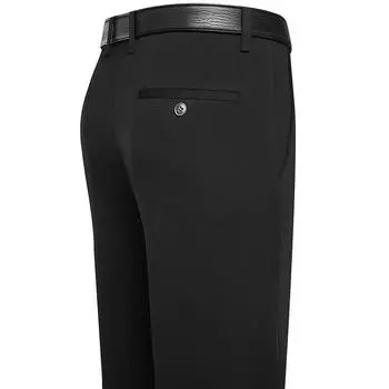 Middle-aged Men s Casual Long Pants Spring Loose Straight High-waisted Men s Pants Dad Trousers 42 чёрный