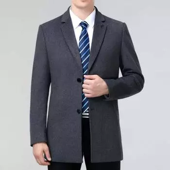 Middle-aged Men s Casual Woolen Coat, Plus Size Medium-length Woolen Coat, Middle-aged Dad s Cashmere Windbreaker 170