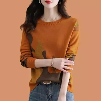 Middle-aged Temperament Elegant Bottoming Shirt Women s Fall Casual Comfortable Sweater 3XL красный