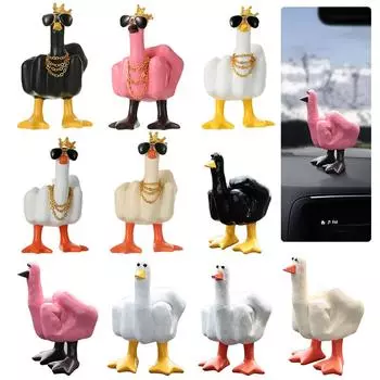 Middle Finger Small Duck Sculpture 7.5cm Duck Decorative Figurine Tabletop Duck Ornament for Home Garden Desk Decoration чёрный