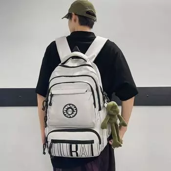 Рюкзак для ученика средней школы, мужской, большой вместимости, многослойный, женский, дорожный, водонепроницаемый, для компьютера светло-серый