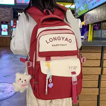 Middle School Student Schoolbag Travel Backpack Women Large Capacity Backpack чёрный