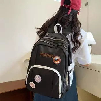 Middle School Student Schoolbag Women s Letter Backpack Travel Backpack бежевый