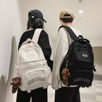 Middle School Student Schoolbag Women s Nylon Backpack Men s Letter Print Backpack розовый