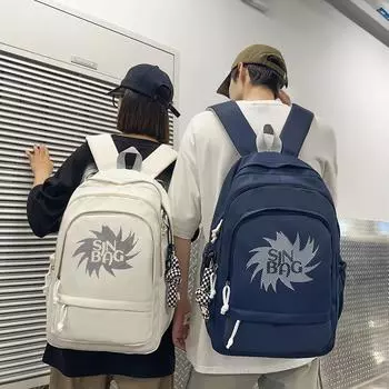 Middle School Students Backpack Women s Large Capacity Backpack Men Letter Print Schoolbag красный