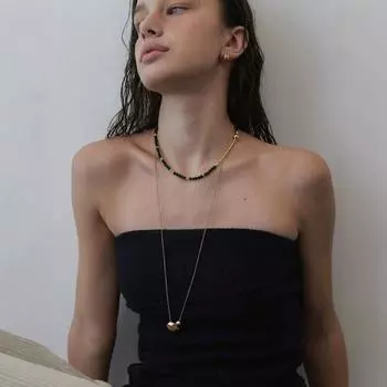 Midnight gold and silver medium and long necklace irregular texture spherical pendant sweater chain female new product золотой