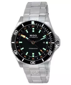 Mido Ocean Star GMT Автоматические дайверские часы с черным циферблатом M026.629.11.051.01 M0266291105101 200M Мужские часы чёрный