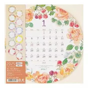 Midori 2025 Calendar Wall Hanging Round Country Time Wreath Pattern 31324006