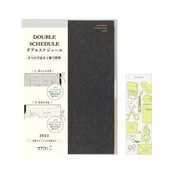 Midori Double Schedule Notebook 2025 B6 Monthly Limited Bookmark Included Black 22317006 (Starting October 2024)