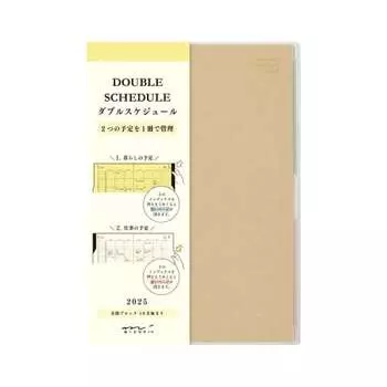 Midori Double Schedule Notebook 2025 B6 Monthly Beige 22318006 (Starting October 2024)