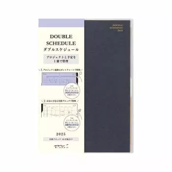 Midori Double Schedule Notebook 2025 B6 Monthly Progress Navy 22320006 (Starting October 2024)