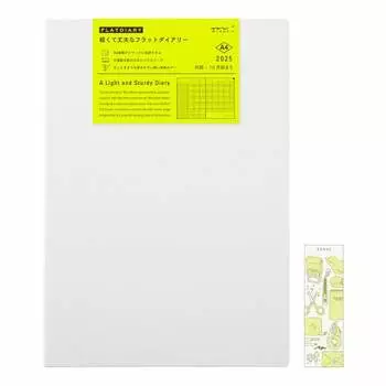 Midori Flat Diary Notebook 2025 A4 Monthly Limited Bookmark Included White 22328006 (Начиная с октября 2024 г.)