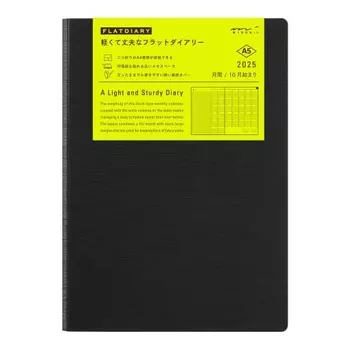 Midori Flat Diary Notebook 2025 A5 Monthly Black 22325006 (Начиная с октября 2024 г.)