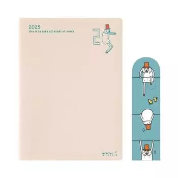 Midori Pocket Diary Notebook 2025 A6 Weekly Limited Edition with Bookmark Old Man Pattern 22307006 (Starting in January 2025)