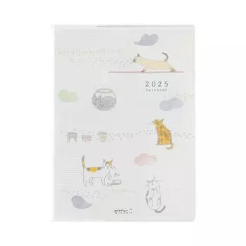 Midori Pocket Diary Notebook 2025 A6 Weekly Cat Pattern 22303006 (Начиная с января 2025 г.)