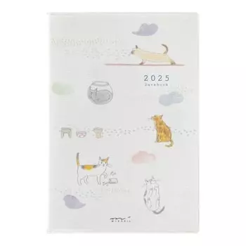 Midori Pocket Diary Notebook 2025 B6 Weekly Cat Pattern 22309006 (Starting from January 2025)