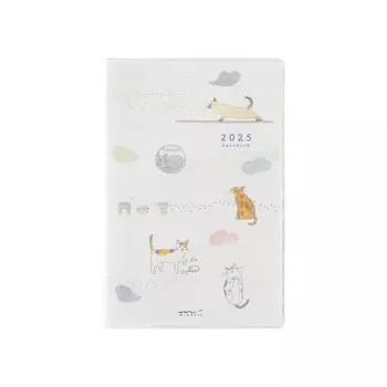 Midori Pocket Diary Notebook 2025 Мини Ежемесячный Рисунок Кошки 22293006 (Начиная с января 2025 г.)