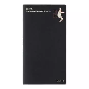 Midori Pocket Diary Notebook 2025 Slim Monthly Old Man Pattern 22301006 (Начиная с января 2025 г.)