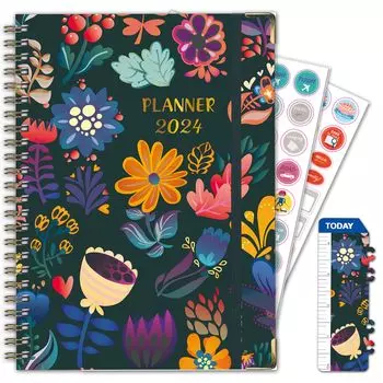 Midori Pocket Diary Pocket Diary Notebook 2024 Slim Monthly Country Time Floral Monthly Weekly 2024 Ежедневник 12 месяцев Ежедневно Еженедельно Ежемесячно золотой