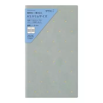 Midori Professional A5 Star 22418006 December Diary, 2026, Slim, Weekly, Pattern, (Starts 2025)