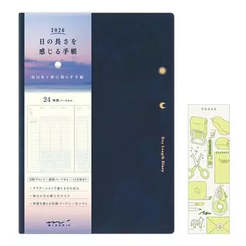 Midori Закладка-линейка Limited Navy 22398006 Декабрь Планировщик Feel Day , 2026, B6, Еженедельный, Издание, Включено, Синий, (Начинается в 2025)
