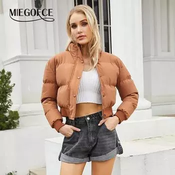 MIEGOFCE 2024 Women s Autumn and Winter Short Long-Sleeved High-Neck Warm Jacket Loose Casual Coat 612