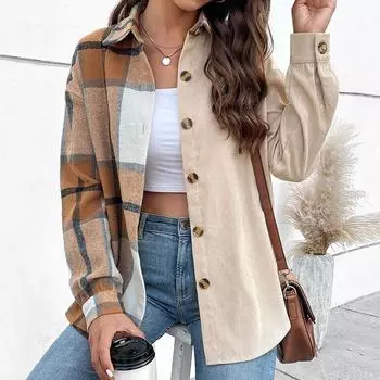 MIEGOFCE Европейская и американская осенняя рубашка с длинными рукавами в клетку, подходящая по цвету, женская на пуговицах D096 S хаки