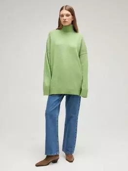 MIEGOFCE Весенний женский вязаный свитер с длинным рукавом и высоким воротником, пуловер, топы S желто-зеленый