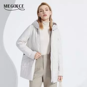 MIEGOFCE/весенне-осеннее женское тонкое пальто с длинными рукавами на молнии, теплая ветрозащитная хлопковая куртка, повседневная женская парка, верхняя одежда