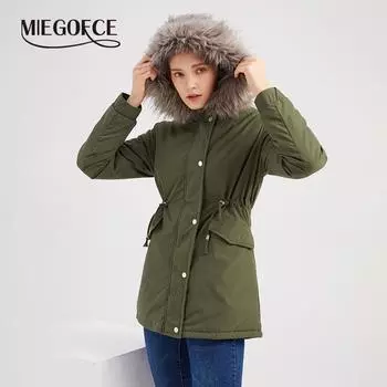 MIEGOFCE Winter Casual Women s Coat Mid-Length Hooded Warm Fashion Parka Faux Fur Collar Multicolor Jacket D339