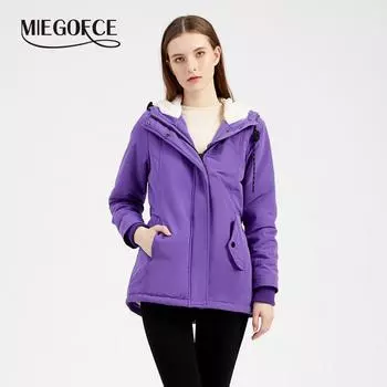 MIEGOFCE Women s Parker Coat Lamb Fleece Thick Quilted Parka Casual Connection Hooded Jacket WP516