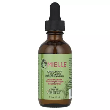 Mielle, Масло для укрепления кожи головы и волос, розмарин и мята, 2 жидких унции (59 мл)