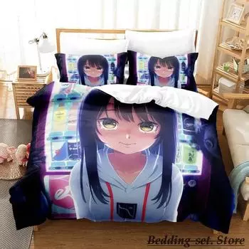 Mieruko chan Комплект постельного белья Single Twin Full Queen King Size Комплект постельного белья Adult Kid Bedroom Duvetcover Sets Anime Parure de lit Bed EU Single 135x200cm