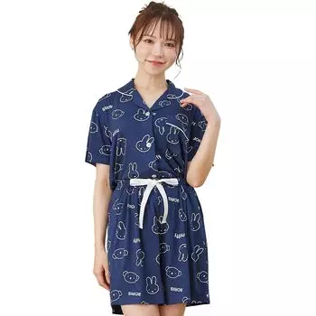 Miffy Room Wear Пижама с коротким рукавом Рубашка Шорты Весна Лето Верх и низ Комплект QWMI05 [Luanna Jena] Женский и (С, ВМС) тёмно-синий