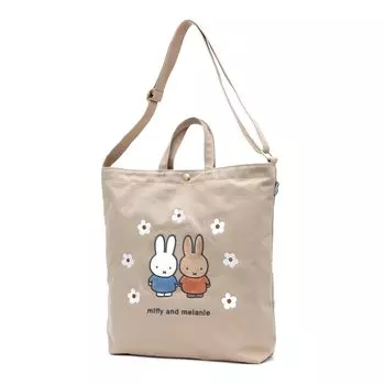 Miffy Solid Canvas Tote Shoulder Bag 6063 Solid Canvas Tote Bag Flower Arch [Hapitas] B244.Beige