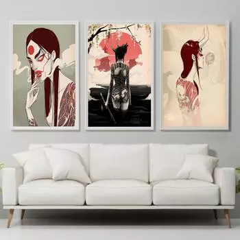 Мифические постеры и принты «Дьявол в злой ночи», холст, картина, абстрактные настенные панно для гостиной, домашний декор, без рамки 21cm30cm NoFrame