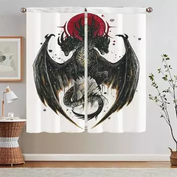 Мифические существа Современные шторы для гостиной для камеры Плотные шторы Плотные тканевые подхваты для штор Украшение спальни W50xH70cmx2pcs-CL