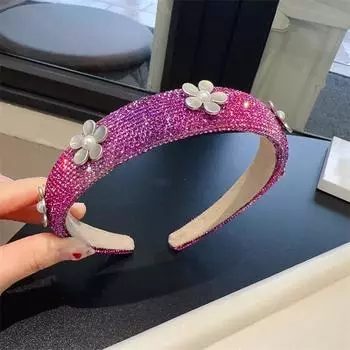 Мигающие цирконы градиентного цвета аксессуары для волос для женщин высшего качества блестящая звезда белый цветок стразы головной убор обруч для волос